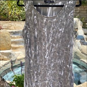 VERTIGO Light Charcoal Beaded Lycra Tank Dress